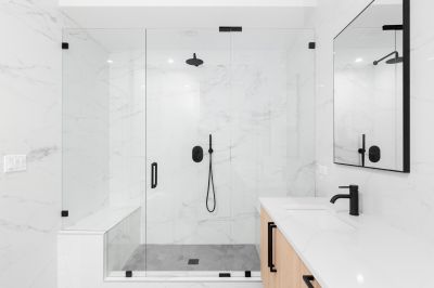 Black Frame Glass Shower